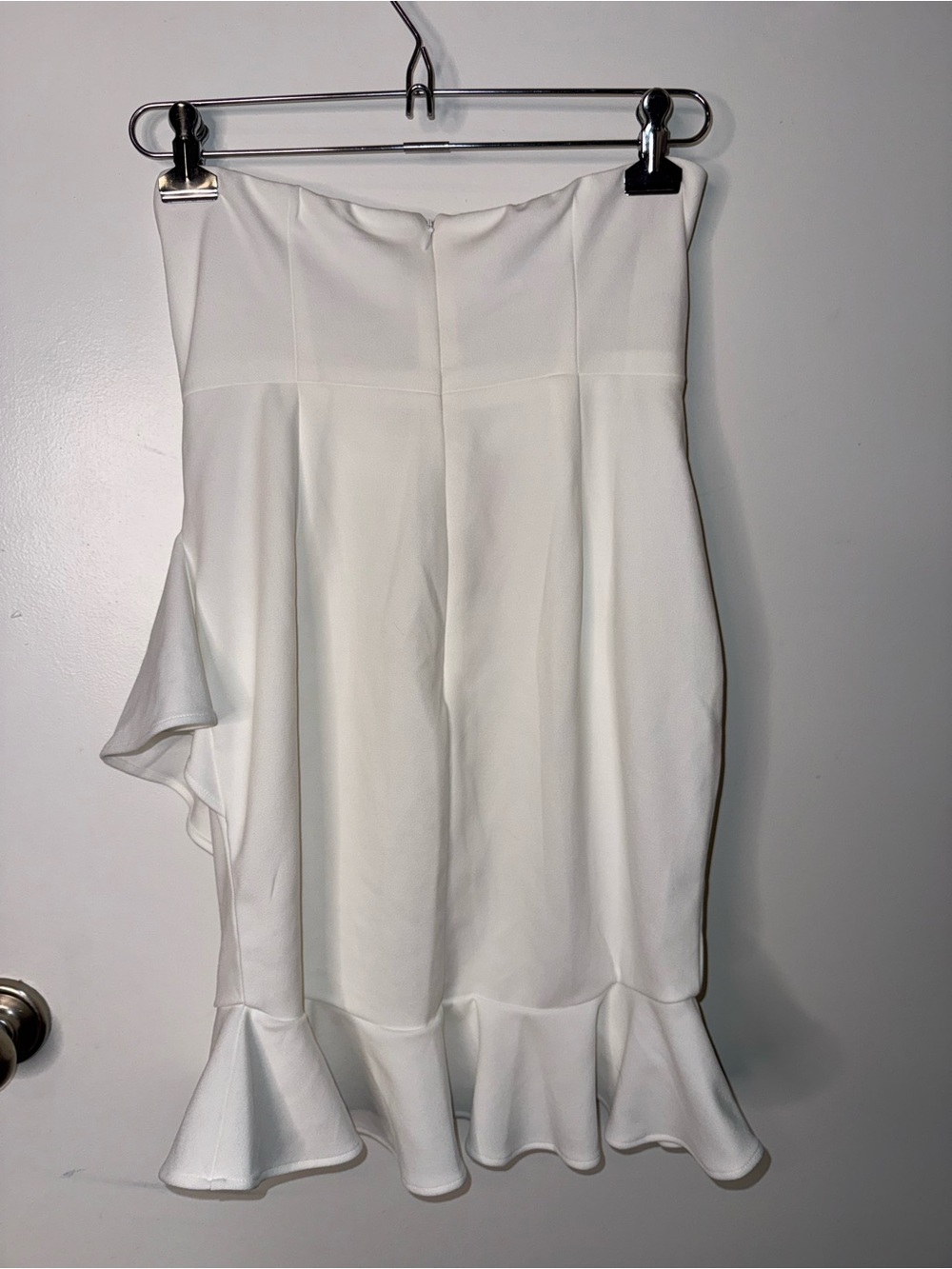 Hello Molly White Strapless Ruffle Hem Mini Dress Coquette Bridal Bachelorette - Picture 6 of 8